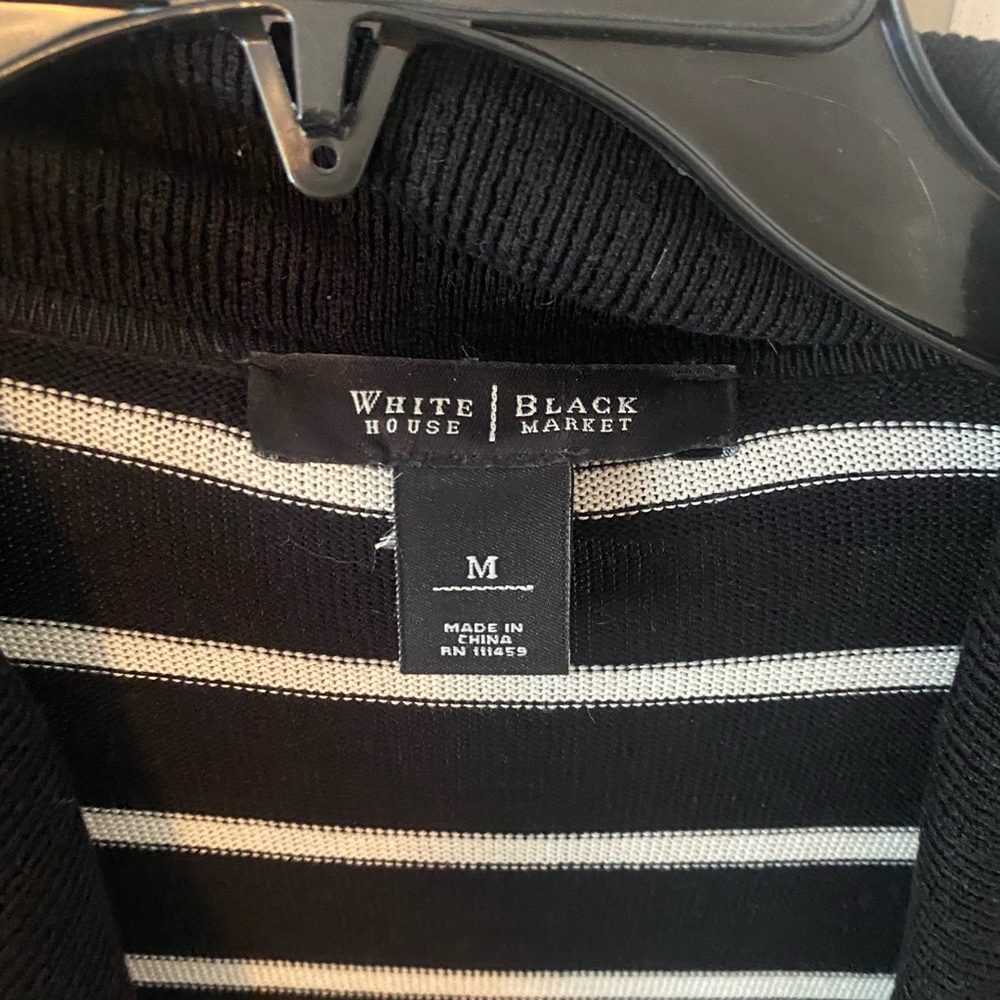 WHBM black and white striped cardigan